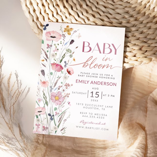 Boho WildblomBaby Shower Inbjudningar (Skapare uppladdad)