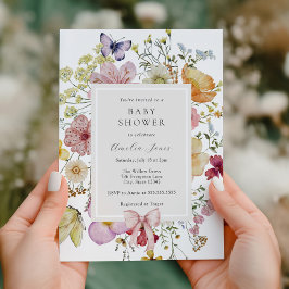 Boho WildblomBaby Shower Inbjudningar