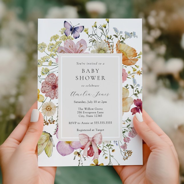 Boho WildblomBaby Shower Inbjudningar (Skapare uppladdad)