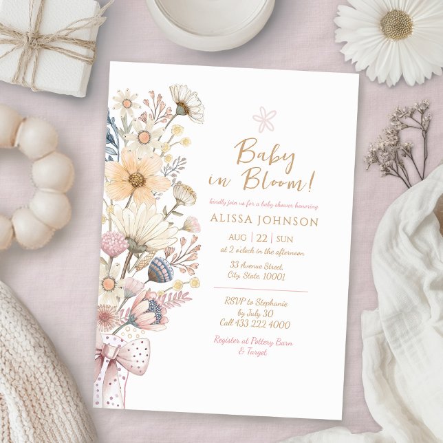 Boho WildblomBaby Shower Inbjudningar (Skapare uppladdad)