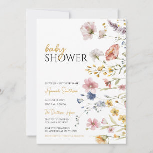 Boho WildblomBaby Shower Inbjudningar