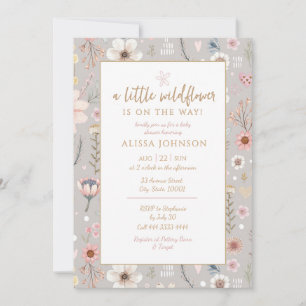 Boho WildblomBaby Shower Inbjudningar