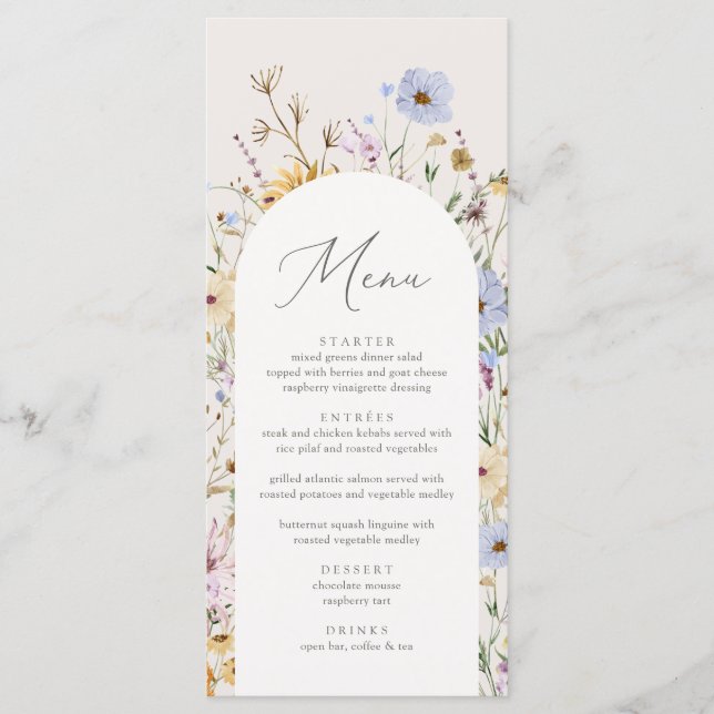 Boho WildblomBaby Shower Meny (Framsida)