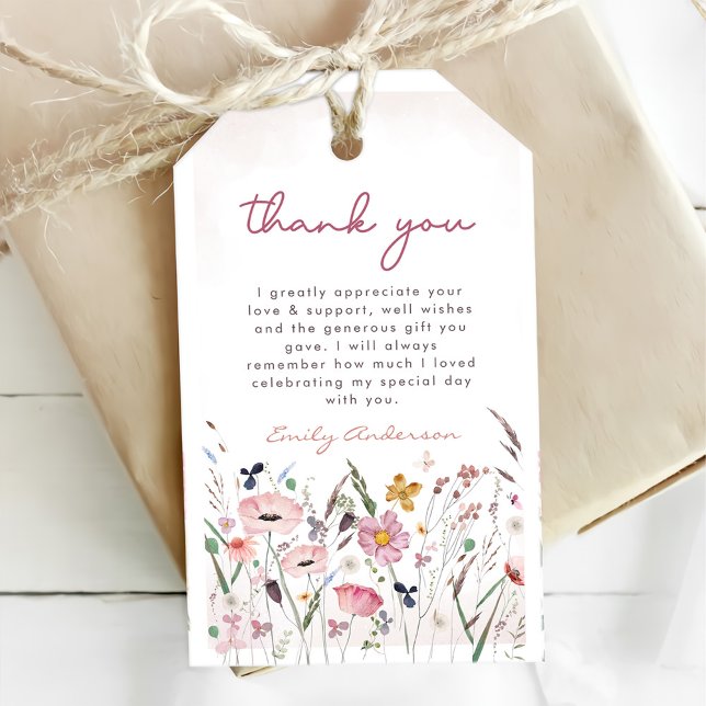 Boho WildblomBaby Shower Presentetikett (Skapare uppladdad)