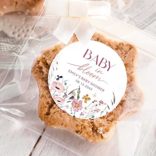 Boho WildblomBaby Shower Runt Klistermärke (Skapare uppladdad)