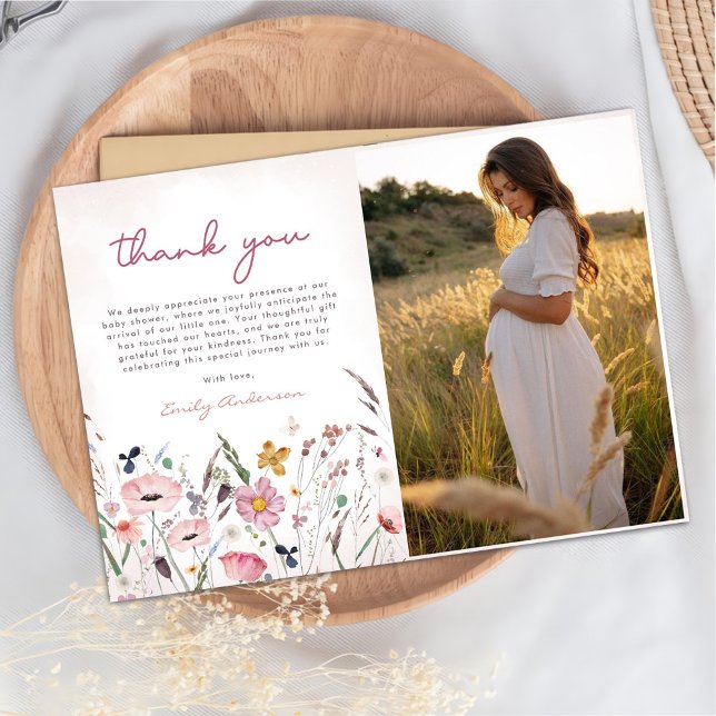Boho WildblomBaby Shower Tack Kort (Skapare uppladdad)