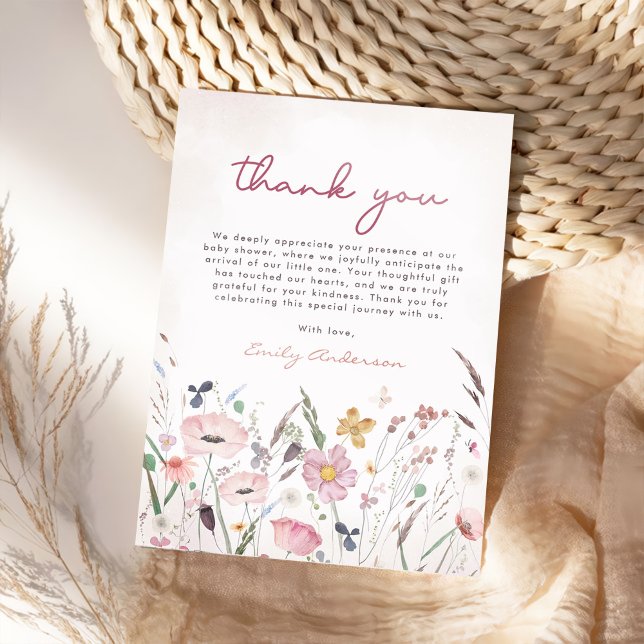Boho WildblomBaby Shower Tack Kort (Skapare uppladdad)