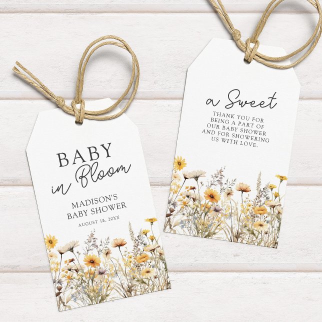 Boho WildblomBaby Shower Tack Presentetikett (Skapare uppladdad)