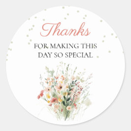 Boho WildblomBaby Shower Tack Runt Klistermärke