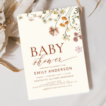 Boho WildblomBaby Shower Terracotta