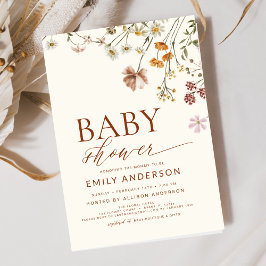 Boho WildblomBaby Shower Terracotta Inbjudningar