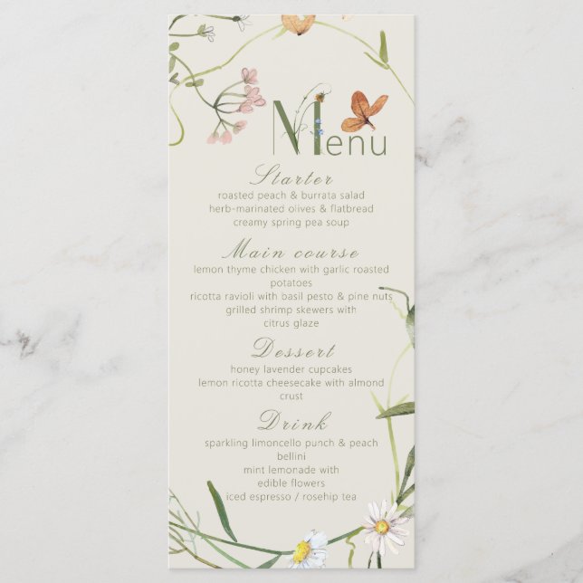 Boho WildblomBee Beige Möhippa Meny (Framsida)