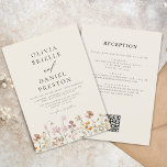 Boho WildblomBeige All in One QR Code Bröllop Inbjudningar<br><div class="desc">Lägg era gäster i naturens romantik med vår inbjudan till Boho Wildblomsbröllop. Den här inbjudan inspireras av skönheten hos omanipulerade blommor och fångar kärnan av ett fritt andat firande. Den förtjusande designen har delikata vildblommor som dansar mitt i lush grey och anger perfektens ton för ditt trädgårdsbröllop. Bho-chicens estetik kompletteras...</div>