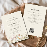 Boho WildblomBeige All in One QR Code Bröllop Inbjudningar<br><div class="desc">Lägg era gäster i naturens romantik med vår inbjudan till Boho Wildblomsbröllop. Den här inbjudan inspireras av skönheten hos omanipulerade blommor och fångar kärnan av ett fritt andat firande. Den förtjusande designen har delikata vildblommor som dansar mitt i lush grey och anger perfektens ton för ditt trädgårdsbröllop. Bho-chicens estetik kompletteras...</div>