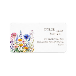Boho WildblomBeige Bröllop OSA Returadress Adressetikett