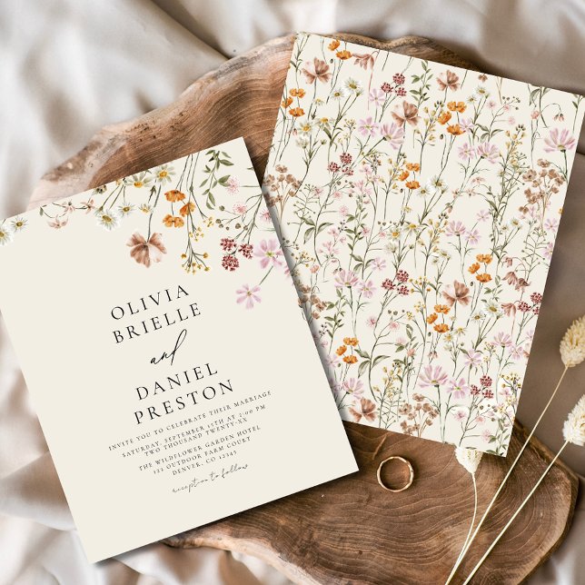 Boho WildblomBeige Garden Wedding Flygblad (Skapare uppladdad)