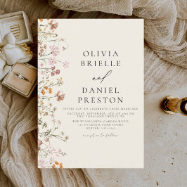 Boho WildblomBeige Garden Wedding Inbjudningar