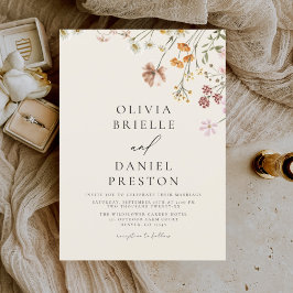 Boho WildblomBeige Garden Wedding Inbjudningar