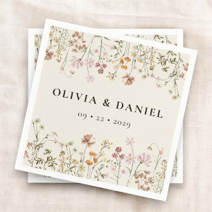 Boho WildblomBeige Garden Wedding Pappersservett