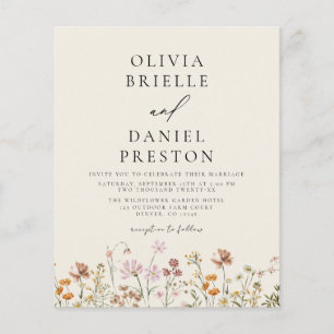 Boho WildblomBeige Photo Garden Wedding Flygblad