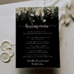 Boho WildblomBlack Bröllop Kissing Menu-spel<br><div class="desc">Den här boho-jolen,  svart bröllop-kyssande menyjokertecken är perfekt för en rustik bröllopsmottagning. Utformningen har vattenfärgsrosa,  ,  gult och vita vilda blommor som ordnats i eleganter.</div>