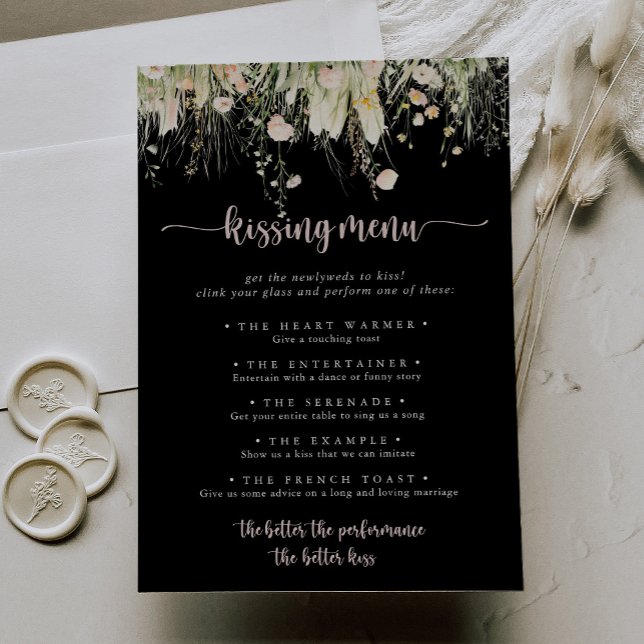 Boho WildblomBlack Bröllop Kissing Menu-spel (Skapare uppladdad)