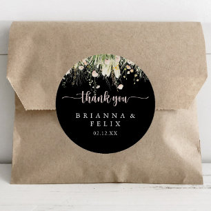Boho WildblomBlack Tack Wedding Favor Runt Klistermärke