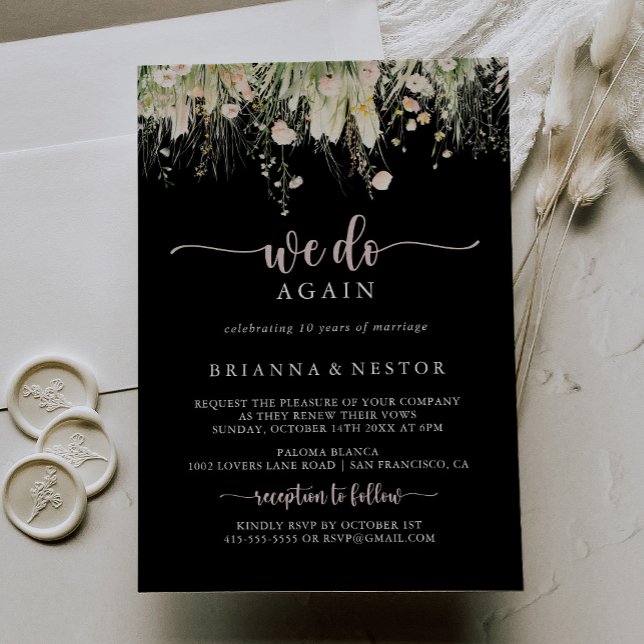 Boho WildblomBlack, vi gör om Vow Renewal Inbjudningar (Skapare uppladdad)