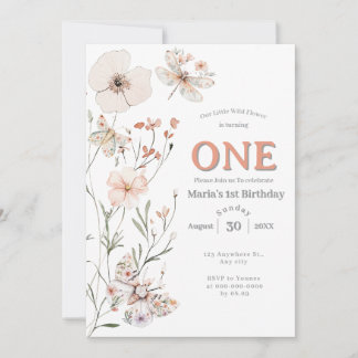 Boho WildblomBlommigt Baby Birthday Inbjudningar