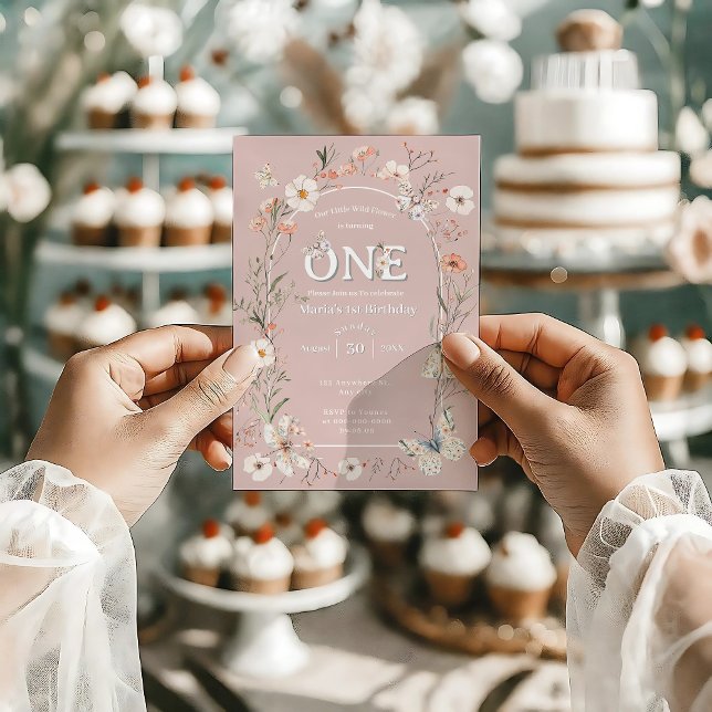 Boho WildblomBlommigt Baby Birthday Inbjudningar (Skapare uppladdad)