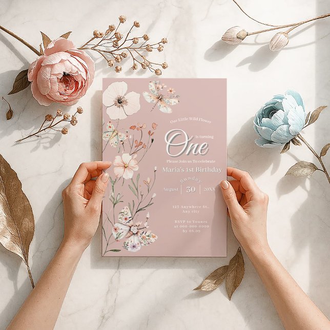 Boho WildblomBlommigt Baby Birthday Inbjudningar (Skapare uppladdad)