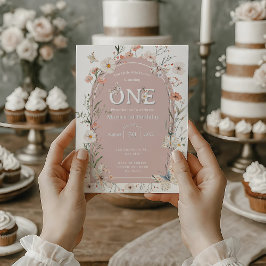 Boho WildblomBlommigt Baby Birthday Inbjudningar