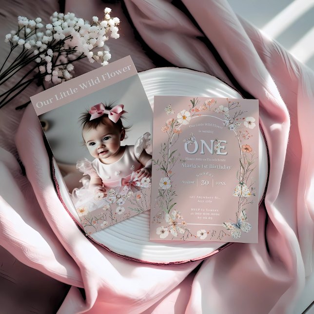 Boho WildblomBlommigt Baby Birthday Inbjudningar (Skapare uppladdad)