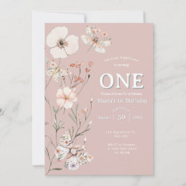 Boho WildblomBlommigt Baby Birthday Inbjudningar