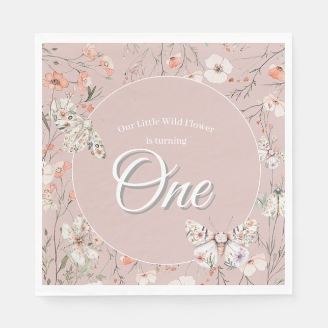 Boho WildblomBlommigt Baby Birthday Pappersservett (Framsidan)