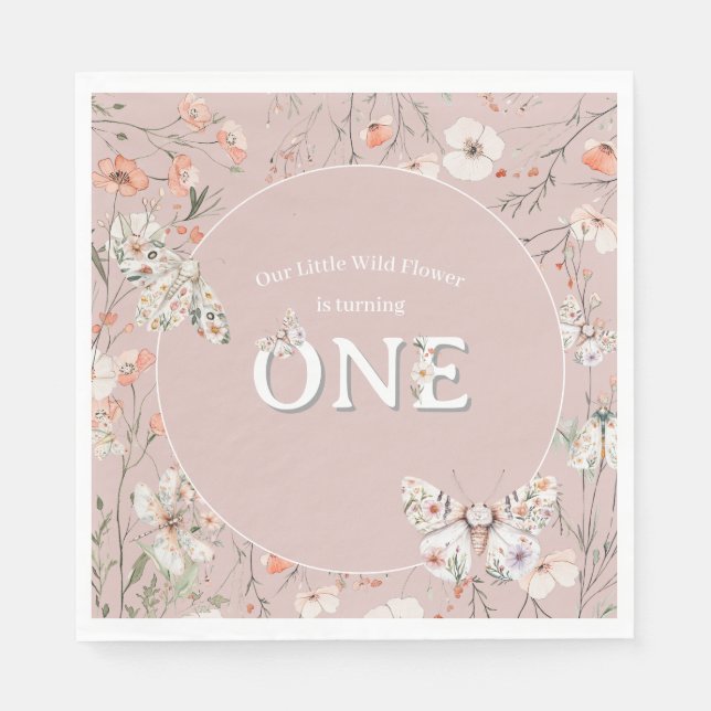 Boho WildblomBlommigt Baby Birthday Pappersservett (Framsidan)