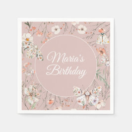 Boho WildblomBlommigt Baby Birthday Pappersservett
