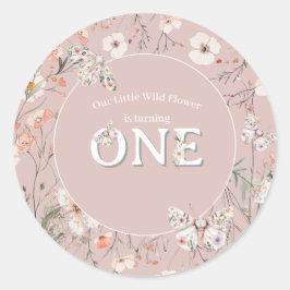Boho WildblomBlommigt Baby Birthday Runt Klistermärke