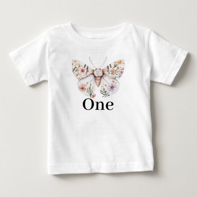 Boho WildblomBlommigt Baby Birthday T Shirt (Framsida)