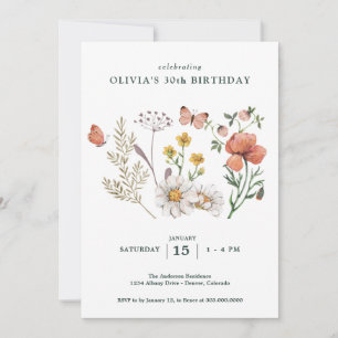 Boho WildblomBlommigt Birthday Inbjudningar