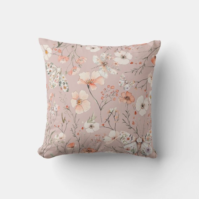 Boho WildblomBlommigt Butterfly Kudde (Framsida)