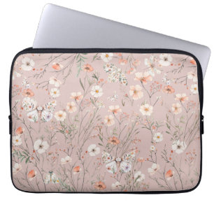 Boho WildblomBlommigt Butterfly Laptop Fodral