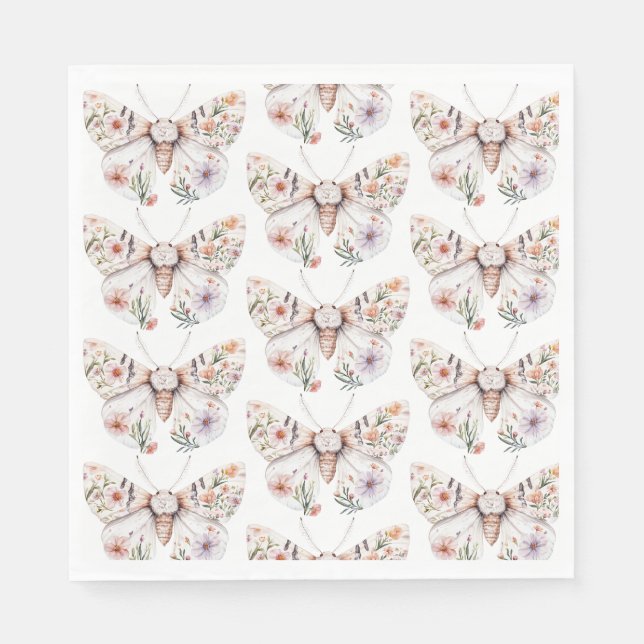 Boho WildblomBlommigt Butterfly Pappersservett (Framsidan)