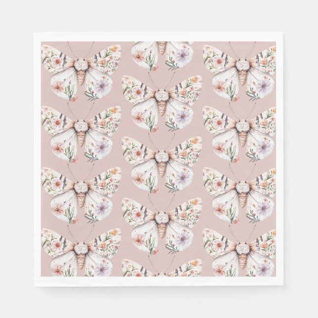 Boho WildblomBlommigt Butterfly Pappersservett (Framsidan)