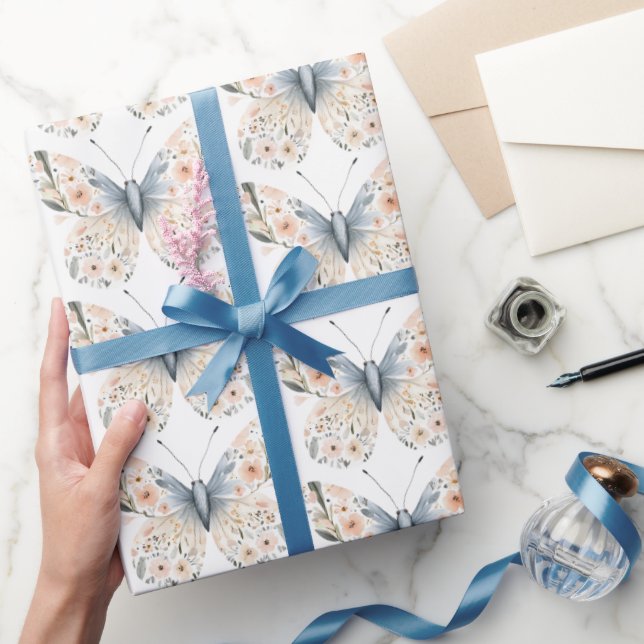 Boho WildblomBlommigt Butterfly Presentpapper (Gifting)