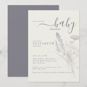 Boho WildblomBlommigt Cream Baby Shower Inbjudningar