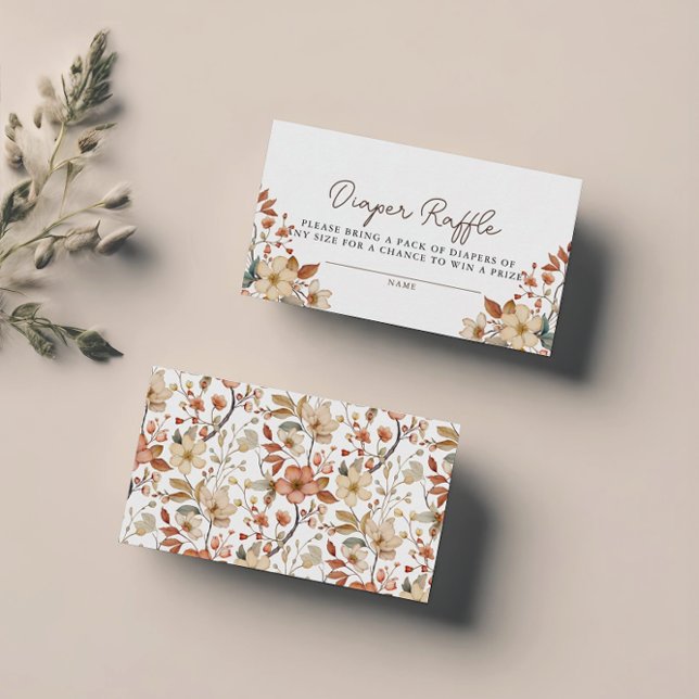 Boho WildblomBlommigt Diaper Raffle Baby Shower Tilläggskort (Skapare uppladdad)