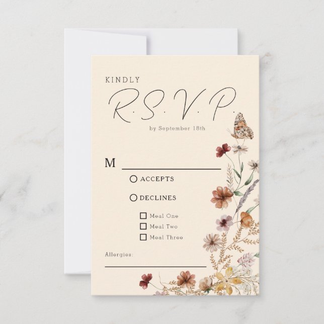 Boho WildblomBröllop OSA Kort (Framsida)