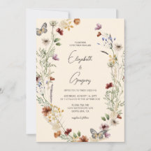 Boho Wildblombröllopsinbjudan