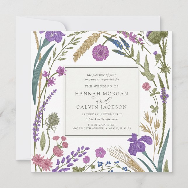 Boho Wildblombröllopsinbjudan Inbjudningar (Framsida)